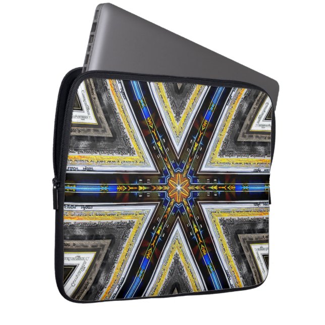 Yellow corners of old and rustic frame triangles t laptop sleeve (Front Right)