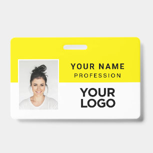 Yellow Corporate Employee Photo Name Tag Badge