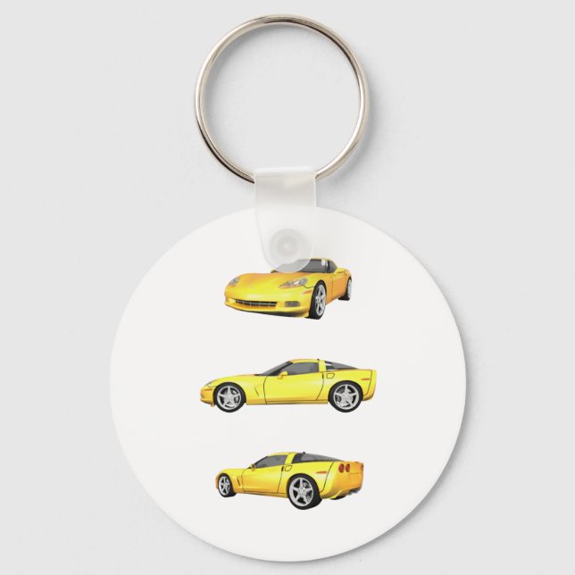 Yellow Corvette: Keychain (Front)