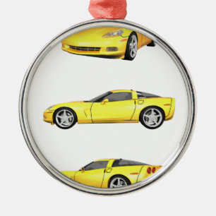 Yellow Corvette: Metal Ornament
