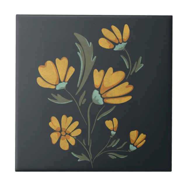 Yellow Cosmos Flower Simple Beauty Tile (Front)