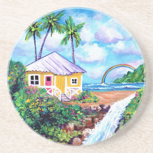Yellow Cottage with Waterfall Coaster (Front)