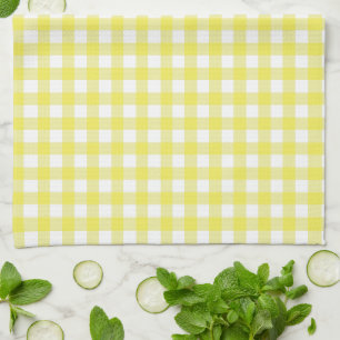 Yellow Cottagecore Gingham Check Plaid Kitchen Towel
