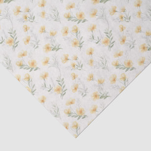 Yellow Cottagecore Wildflowers Botanical Print  Tissue Paper