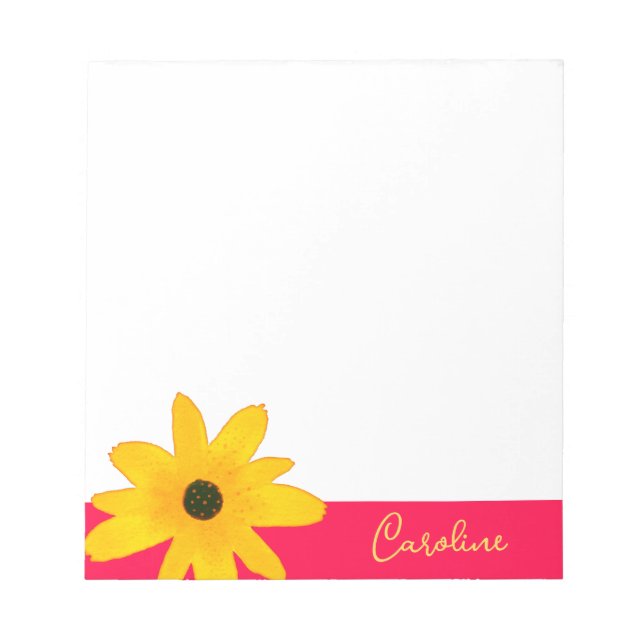 Yellow Country Sunflower Flower Custom Text Notepad (Front)