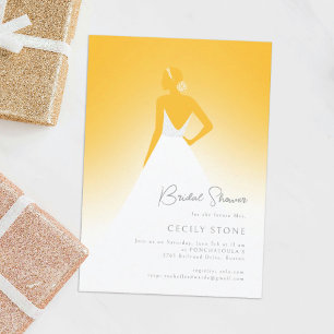 Yellow Couture Wedding Dress Bridal Shower Invitation