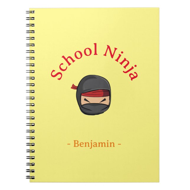 Yellow Cover Personalized School Ninja Notebook (Front)