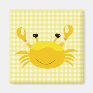Yellow Crab on Yellow Gingham Check Magnet