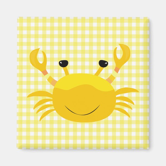 Yellow Crab on Yellow Gingham Check Magnet (Front)