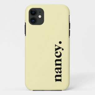 Yellow Cream Solid Colour Elegant Name iPhone 11 Case