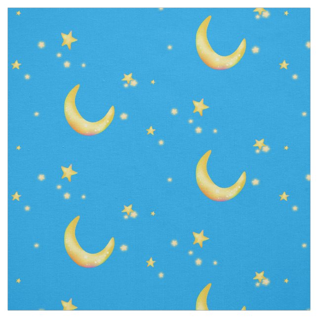 Yellow crescent moon stars fabric (Swatch)