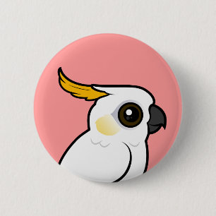 Yellow-crested Cockatoo (crest down) 2 Inch Round Button