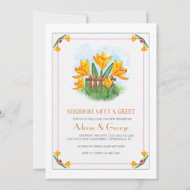 Yellow Crocus Meet And Greet Invitation (Front)