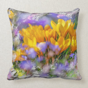 Yellow Crocus Throw Pillow