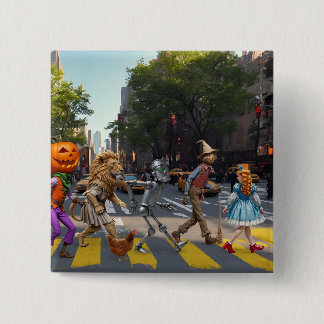 yellow crosswalk 2 inch square button