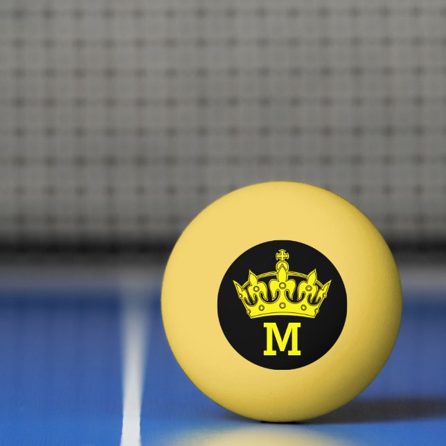 Yellow Crown Monogram Personalized Ping Pong Ball (Net)