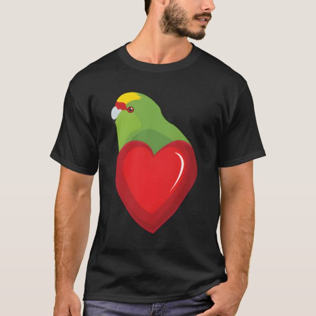 Yellow Crowned Parakeet Parrot Heart Pocket T-Shirt (Front)