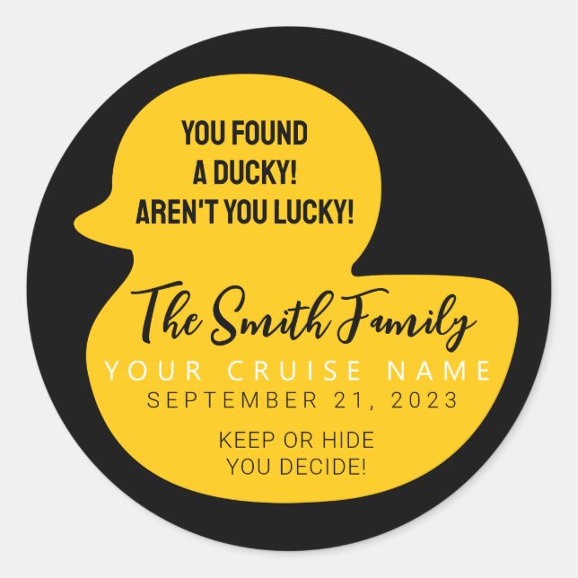 Yellow Cruise Duck Classic Round Sticker (Front)