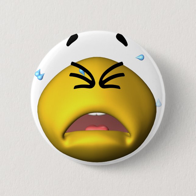 Yellow Crying 2 Inch Round Button (Front)