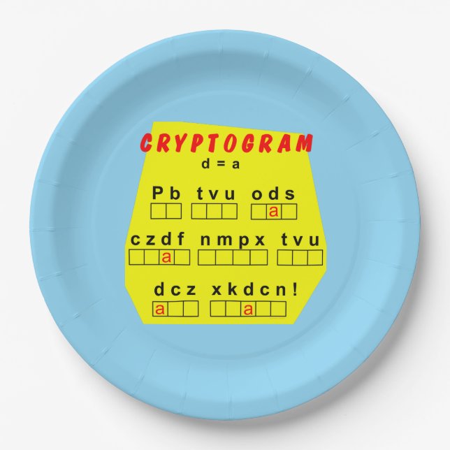 Yellow Cryptogram Paper Plate (Front)