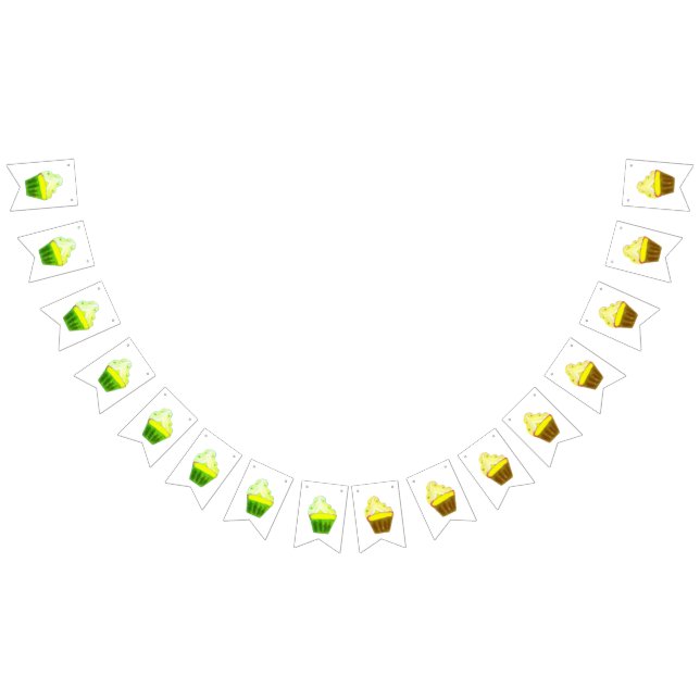 yellow cupcake calligraphy modern happy birthday b bunting flags (All)