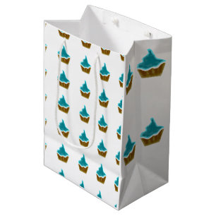 yellow cupcake calligraphy modern happy birthday   medium gift bag