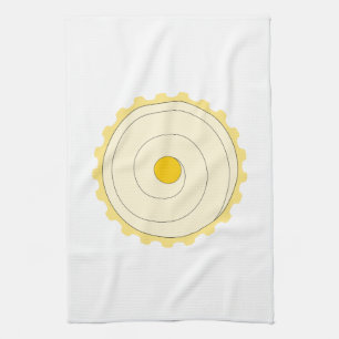 Yellow Cupcake. Iced cake. Kitchen Towel