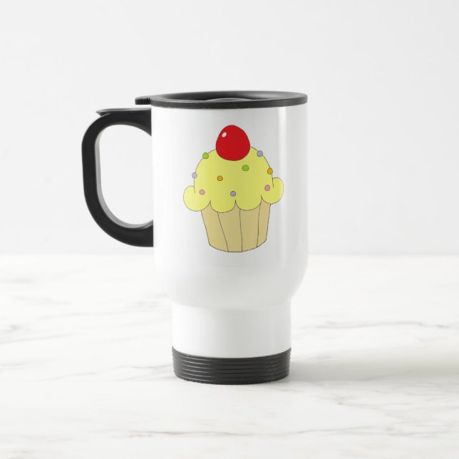 Yellow Cupcake Travel Mug (Left)