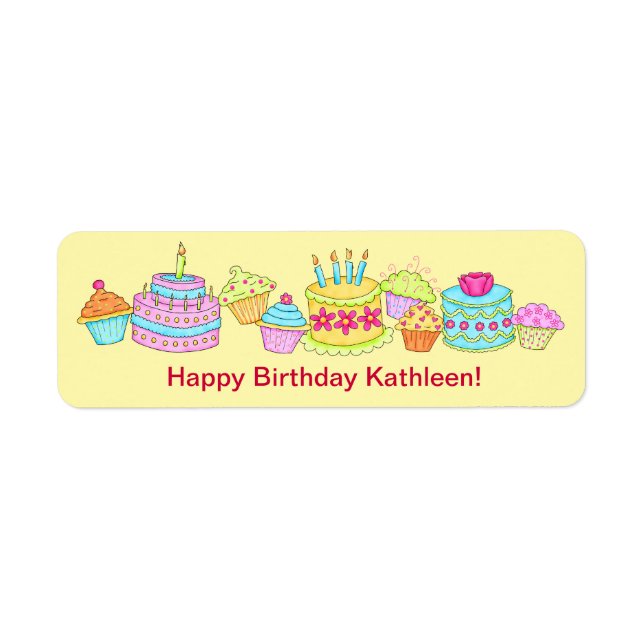 Yellow Cupcakes /Cake Happy Birthday Personalized (Front)