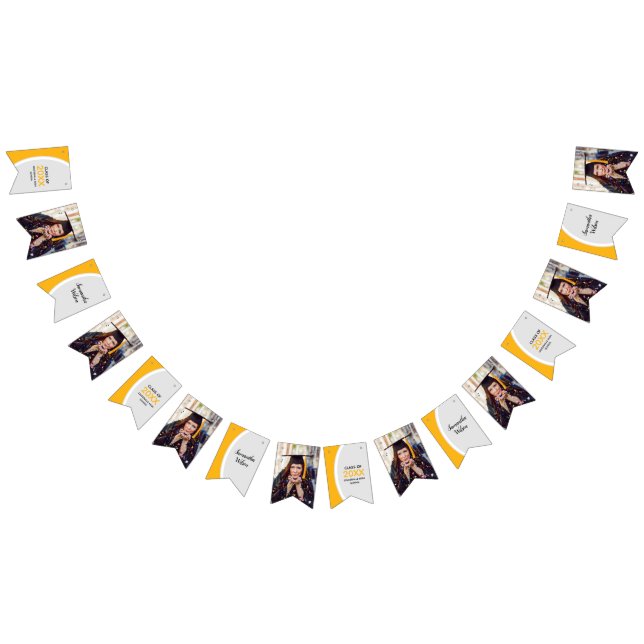 Yellow Curved Frame Photo Graduation Bunting Flags (All)