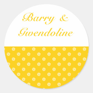 Yellow + Custom Colour Flower Dot Classic Round Sticker