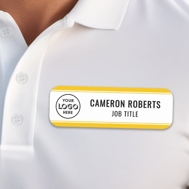 Yellow Custom Company Logo Employee Name Tag (Creator Uploaded)