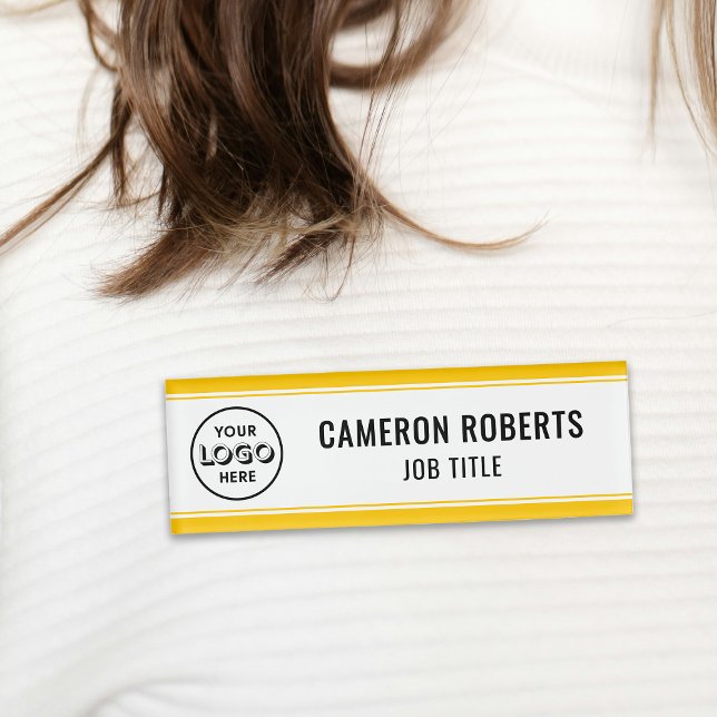 Yellow Custom Company Logo Employee Name Tag (Creator Uploaded)