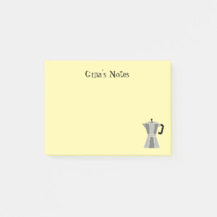 Yellow custom post it notes with retro moka pot