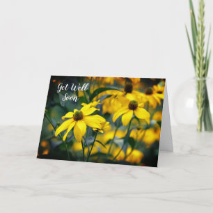 Yellow Cut Leaf Coneflower Get Well Soon Card
