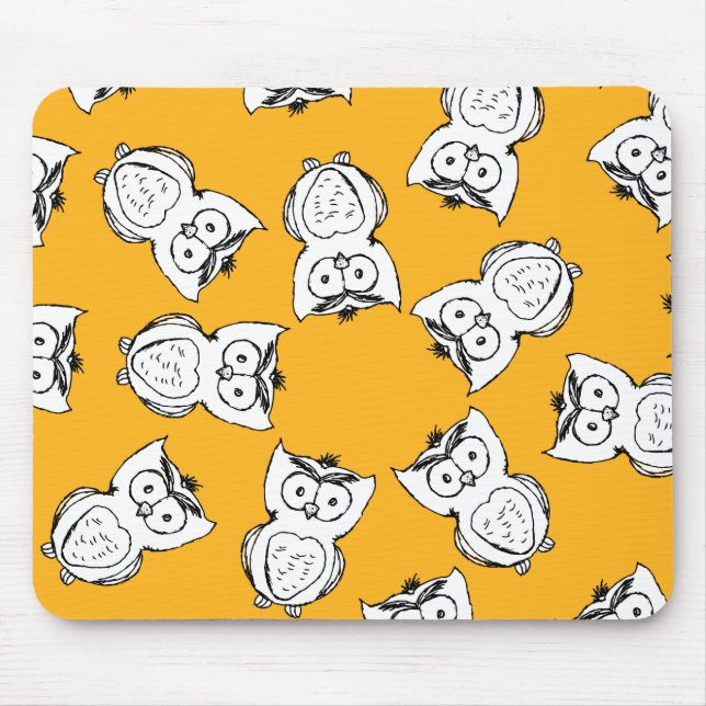 Yellow Cute Animal Pattern Cartoon Owl Pattern Mouse Pad (Front)
