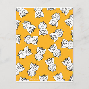 Yellow Cute Animal Pattern Cartoon Owl Pattern Postcard