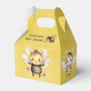 Yellow Cute Bumble Bee Florals Baby Shower Favor Box