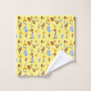 yellow Cute safari animal pattern - Giraffe, eleph Wash Cloth