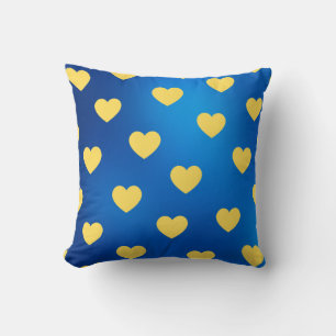 Yellow Cute Sweet Cozy Modern Romantic Chic Heart Throw Pillow