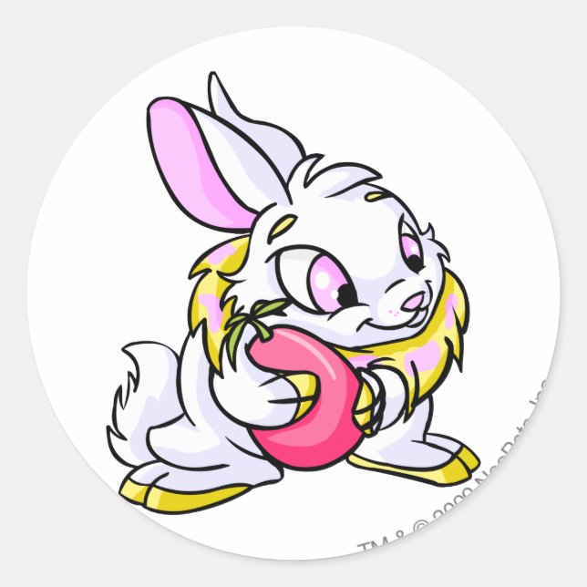 Yellow Cybunny hugging Negg Classic Round Sticker (Front)