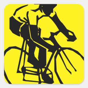 Yellow Cycling Square Sticker