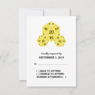 Yellow D20 Dice Response Card