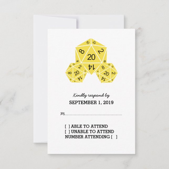 Yellow D20 Dice Response Card (Front)