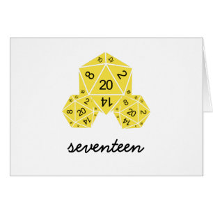 Yellow D20 Dice Table Number Card
