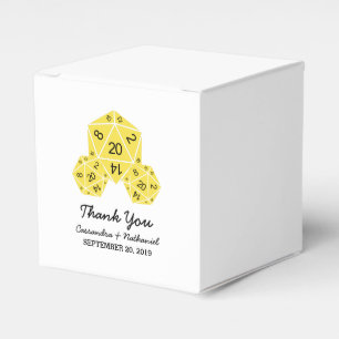 Yellow D20 Dice Wedding Favour Boxes