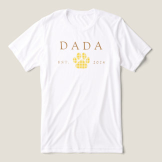 Yellow Dada Gingham Puppy Paw Print Birthday Tri-Blend Shirt