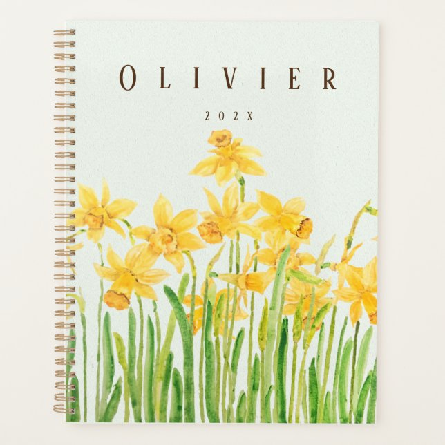 yellow daffodil 2 watercolour painting  planner (Front)