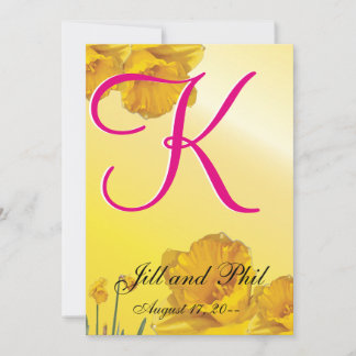 Yellow Daffodil 3d Monogram Invitation