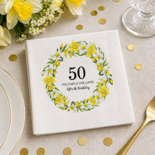 Yellow Daffodil 50th Birthday Party Napkin